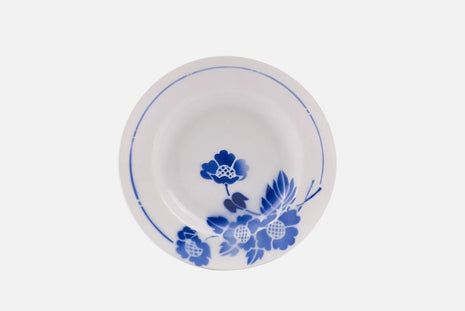Assiette creuse Moulin des loups en porcelaine avec motif bleu fleuri