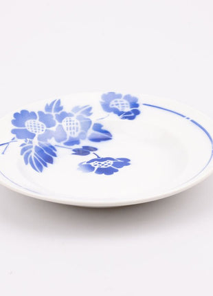 Assiette creuse Moulin des loups en porcelaine avec motif bleu fleuri