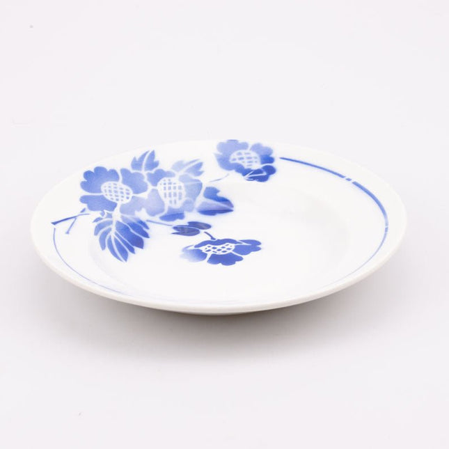 Assiette creuse Moulin des loups en porcelaine avec motif bleu fleuri