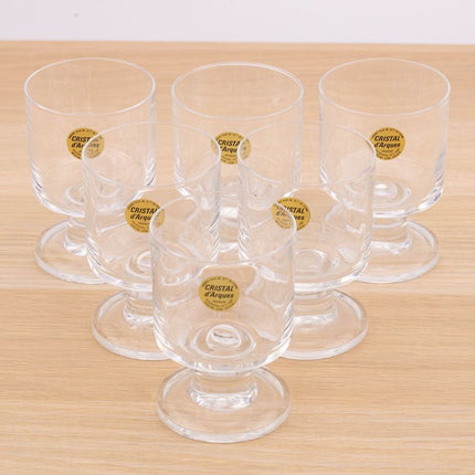 6 verres en cristal d'Arques sur pied dans boîte d'origine
