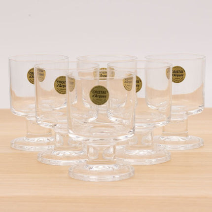 6 verres en cristal d'Arques sur pied dans boîte d'origine