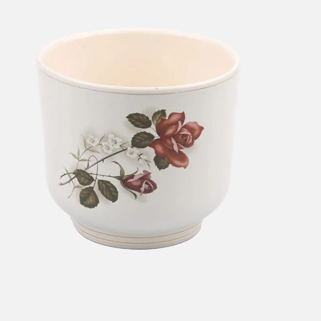 Cache-pot vintage en porcelaine blanche avec motif floral