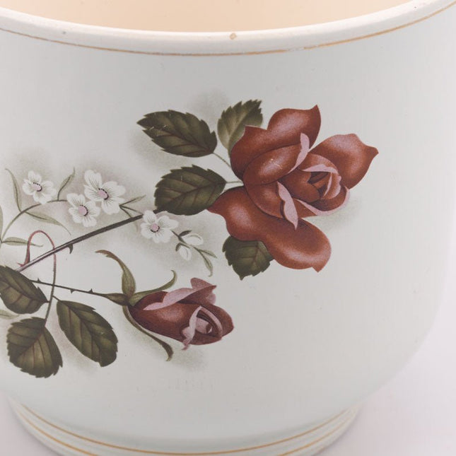 Cache-pot vintage en porcelaine blanche avec motif floral