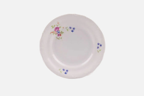 Assiette à dessert fleurie Chodziez en porcelaine blanche avec motifs fleuris