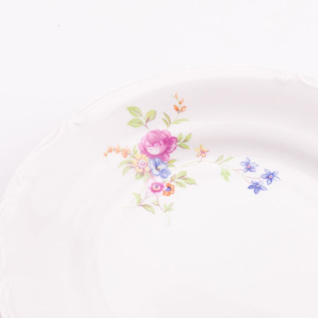 Assiette à dessert fleurie Chodziez en porcelaine blanche avec motifs fleuris
