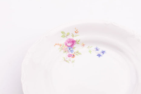 Assiette à dessert fleurie Chodziez en porcelaine blanche avec motifs fleuris