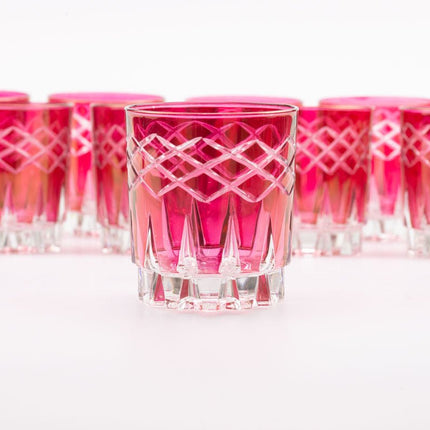 10 verres roses à apéritif vintage  