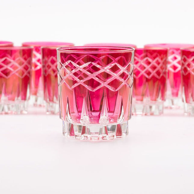 10 verres roses à apéritif vintage  