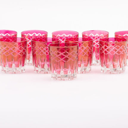 10 verres roses à apéritif vintage