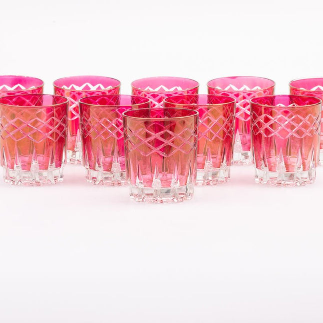 10 verres roses à apéritif vintage