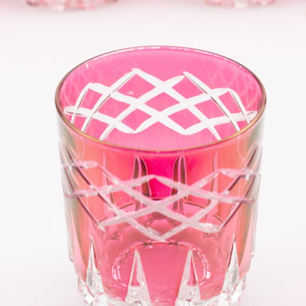 10 verres roses à apéritif vintage