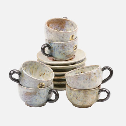 6 tasses et sous-tasses en grès de Dubois 