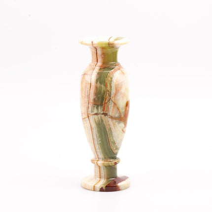 Sublime vase en marbre onyx brun beige et vert