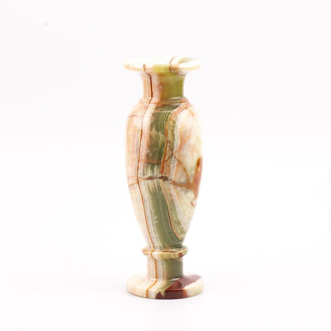 Sublime vase en marbre onyx brun beige et vert