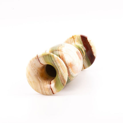 Sublime vase en marbre onyx brun beige et vert