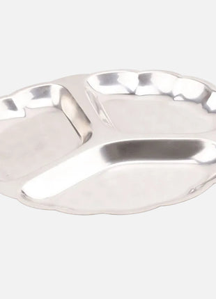 Plateau apéro en inox 3 compartiments en forme de feuille