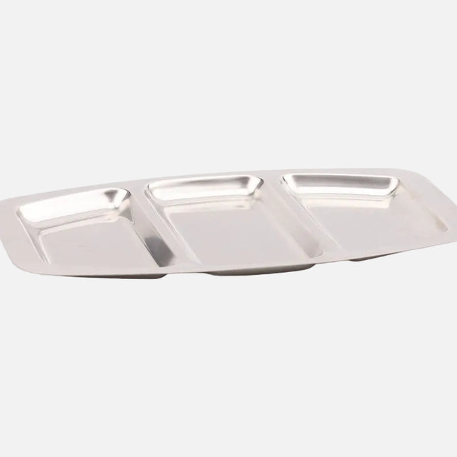 Plateau en inox à 3 compartiments