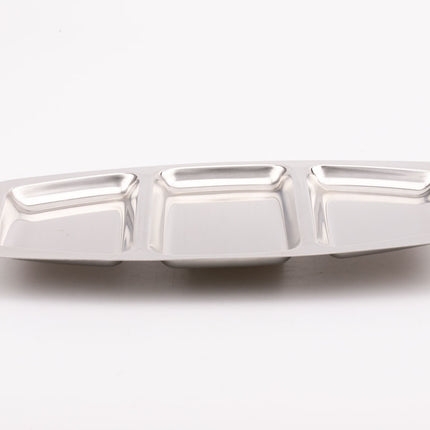Plateau en inox à 3 compartiments