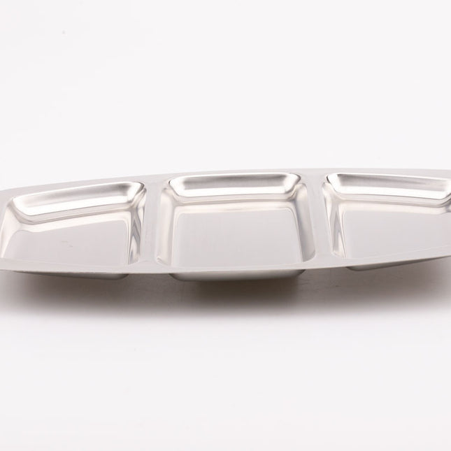 Plateau en inox à 3 compartiments