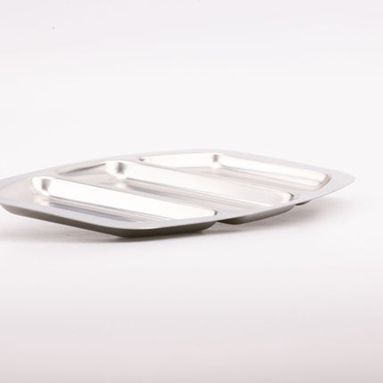 Plateau en inox à 3 compartiments