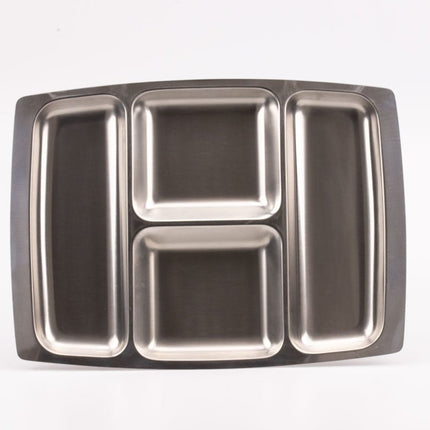 Plateau apéro en inox à 4 compartiments