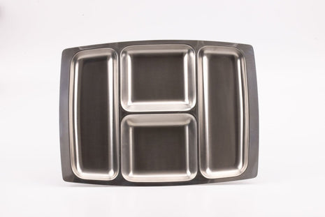 Plateau apéro en inox à 4 compartiments