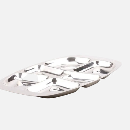 Plateau apéro en inox à 6 compartiments