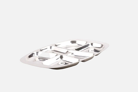 Plateau apéro en inox à 6 compartiments