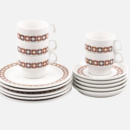 Lot 5 tasses, 5 sous-tasses et 5 assiettes à dessert Thomas en porcelaine blanche