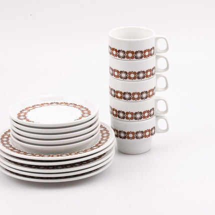 Lot 5 tasses, 5 sous-tasses et 5 assiettes à dessert Thomas en porcelaine blanche