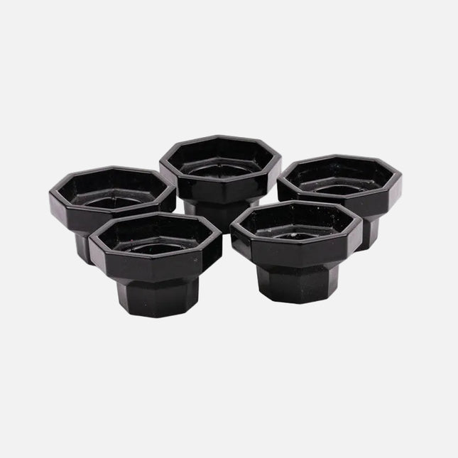 5 bougeoirs noirs Arcopal vintages en opaline 