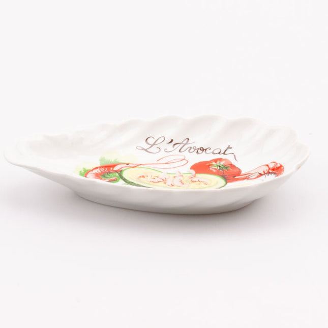 4 coupelles vintage Hirondelle en porcelaine blanche avec motif d'avocat