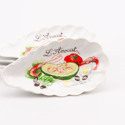4 coupelles vintage Hirondelle en porcelaine blanche avec motif d'avocat
