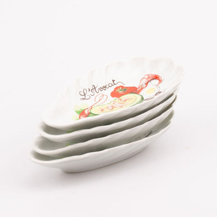 4 coupelles vintage Hirondelle en porcelaine blanche avec motif d'avocat
