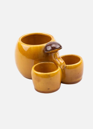 3 Pots à condiments en céramique brune Belgique