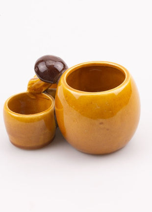 3 Pots à condiments en céramique brune Belgique