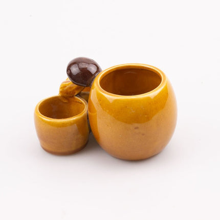 3 Pots à condiments en céramique brune Belgique