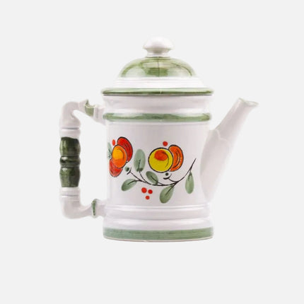 Cafetière vintage Staffel Stoneware en porcelaine blanche avec motifs fleuris