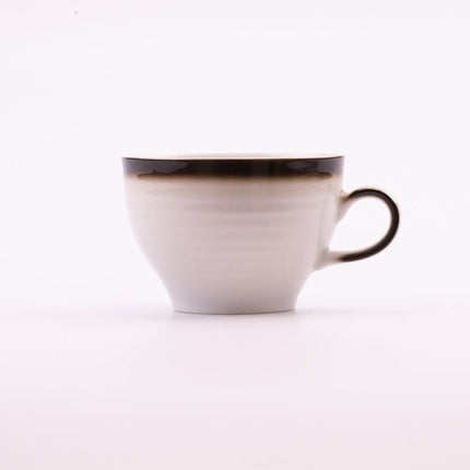 6 tasses et 6 sous-tasses Winterling en porcelaine blanche et liseré brun