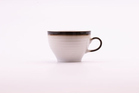 6 tasses et 6 sous-tasses Winterling en porcelaine blanche et liseré brun