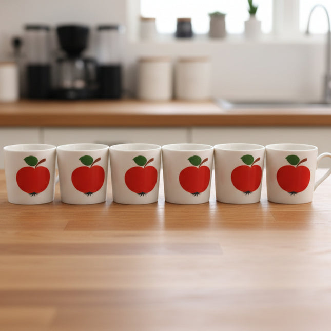 Lot 6 petites tasses Seltmann Weiden en porcelaine blanche avec motif de pomme