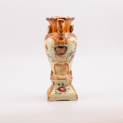Vase sublime de style Capodimonte à motifs fleuris blanc et jaune