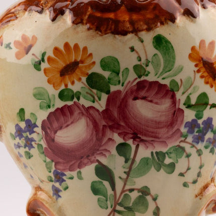 Vase sublime de style Capodimonte à motifs fleuris blanc et jaune