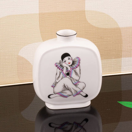 Petit vase vintage Pierrot en céramique blanc années 80