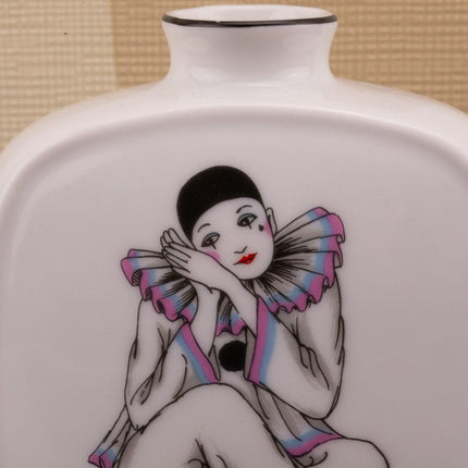 Petit vase vintage Pierrot en céramique blanc années 80