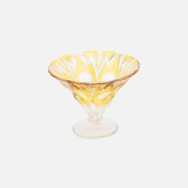 Coupe en verre ciselé jaune style art déco