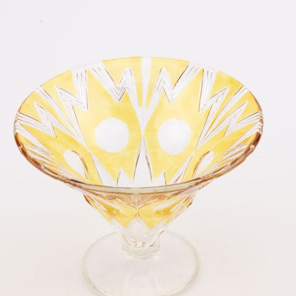 Coupe en verre ciselé jaune style art déco