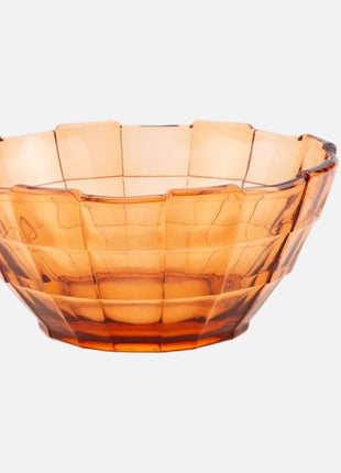 Saladier vintage en verre transparent ambré