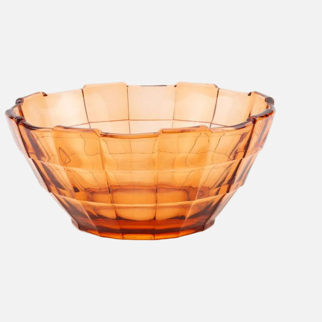 Saladier vintage en verre transparent ambré