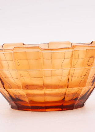 Saladier vintage en verre transparent ambré